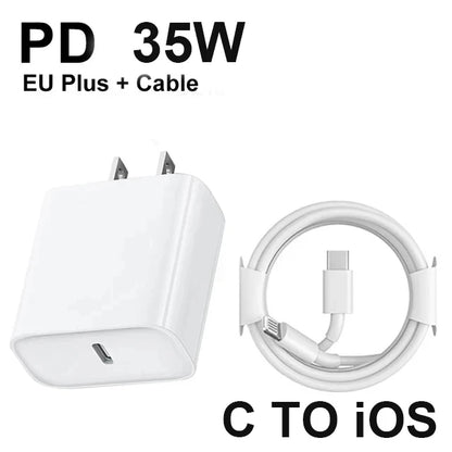 CARGADOR USB DE CARGA RAPIDA DE 35 W PARA IPHONE 11,12,13,14,15,16 PRO MAX