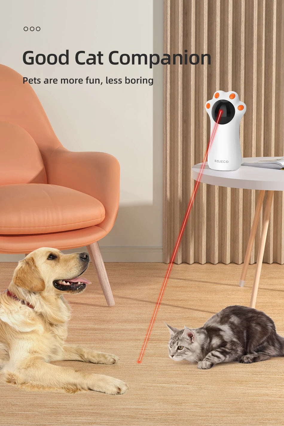 Juguetes interactivos con láser para gatos ROJECO, juguete automático con garra láser para mascotas, LED, electrónico, recargable por USB, para interiores