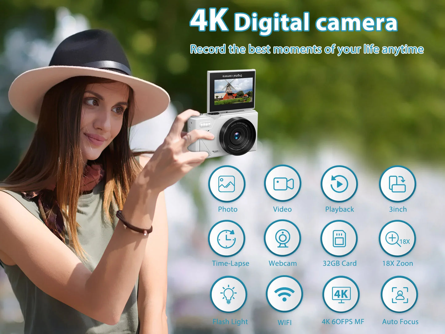 CAMARA DIGITAL 4K Y CAMARA COMPACTA CON ZOOM DIGITAL 28X Y 64MP.