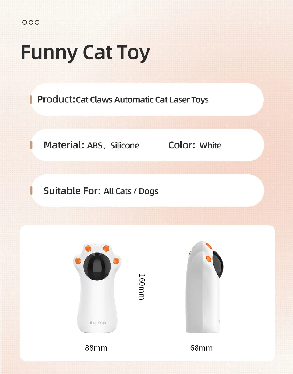 Juguetes interactivos con láser para gatos ROJECO, juguete automático con garra láser para mascotas, LED, electrónico, recargable por USB, para interiores