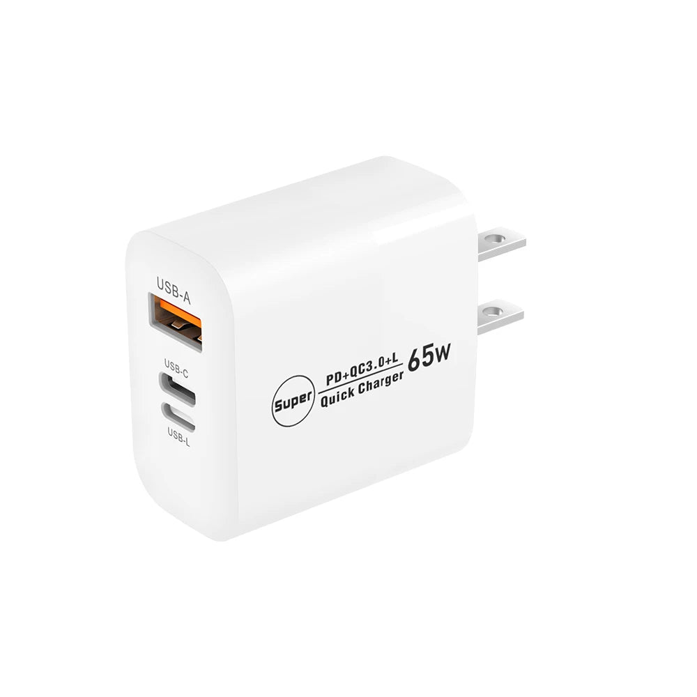 CARGADOR  USB DE ALTA POTENCIA  DE 65 W PARA IPHONE 12,13,14,15 PRO, HUAWEI ,XIAOMI Y SAMSUNG