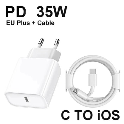 CARGADOR USB DE CARGA RAPIDA DE 35 W PARA IPHONE 11,12,13,14,15,16 PRO MAX