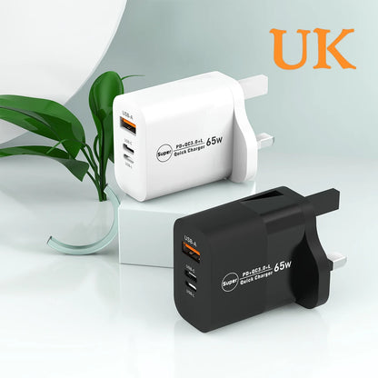 CARGADOR  USB DE ALTA POTENCIA  DE 65 W PARA IPHONE 12,13,14,15 PRO, HUAWEI ,XIAOMI Y SAMSUNG